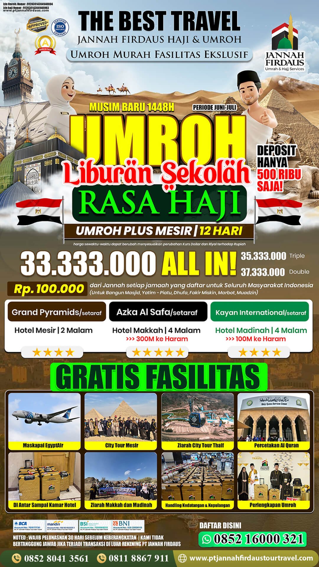umroh plus mesir 2026 pt jannah firdaus tour travel