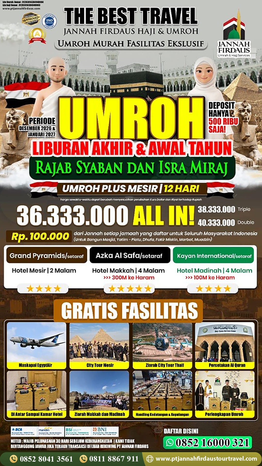 umroh plus mesir akhir tahun 2026 awal tahun 2027 pt jannah firdaus tour travel