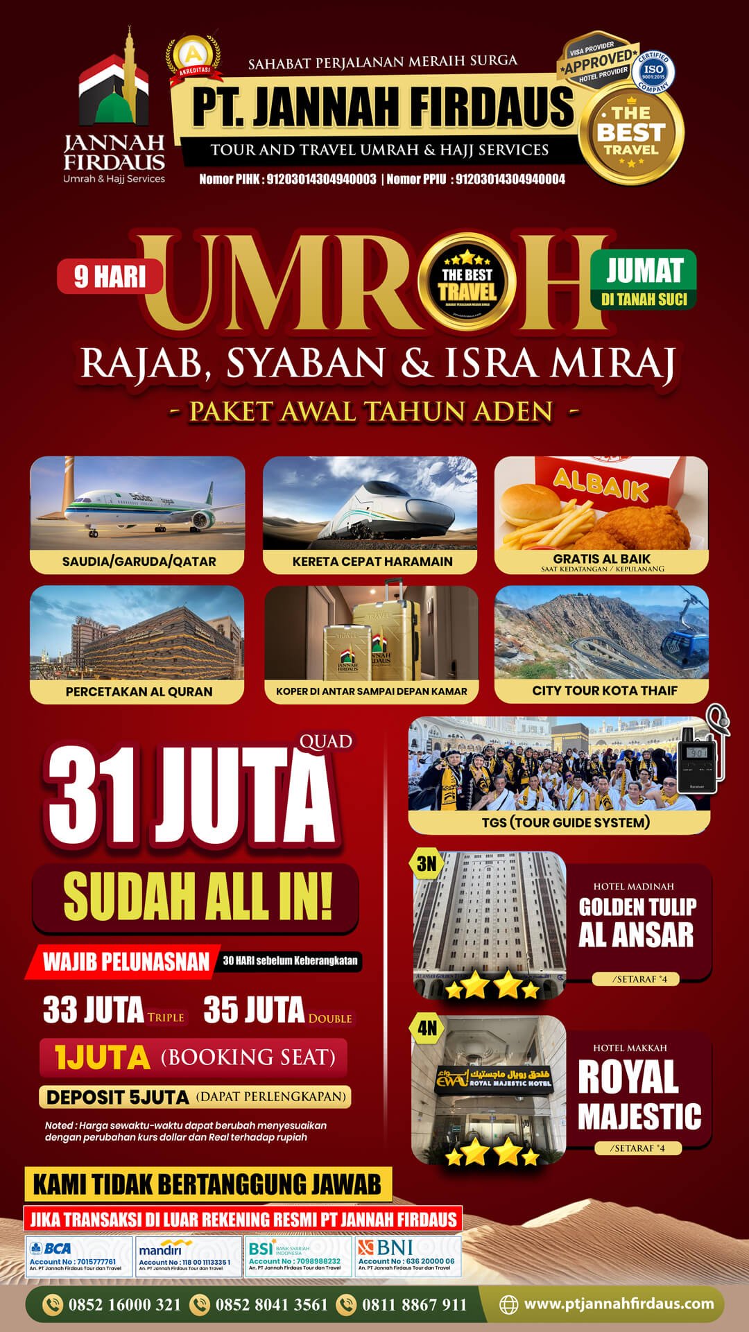 umroh awal tahun 2026 pt jannah firdaus tour travel aden