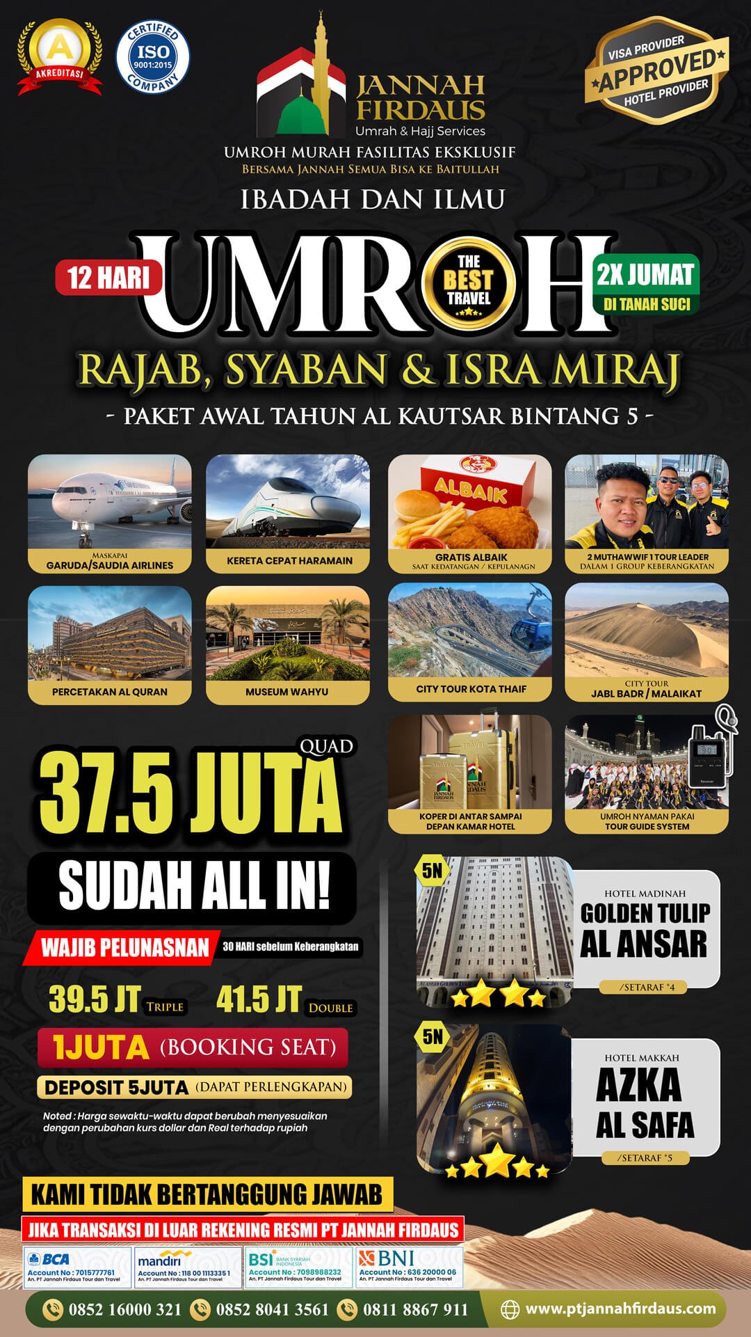 umroh awal tahun 2026 pt jannah firdaus tour travel alkautsar bintang 5