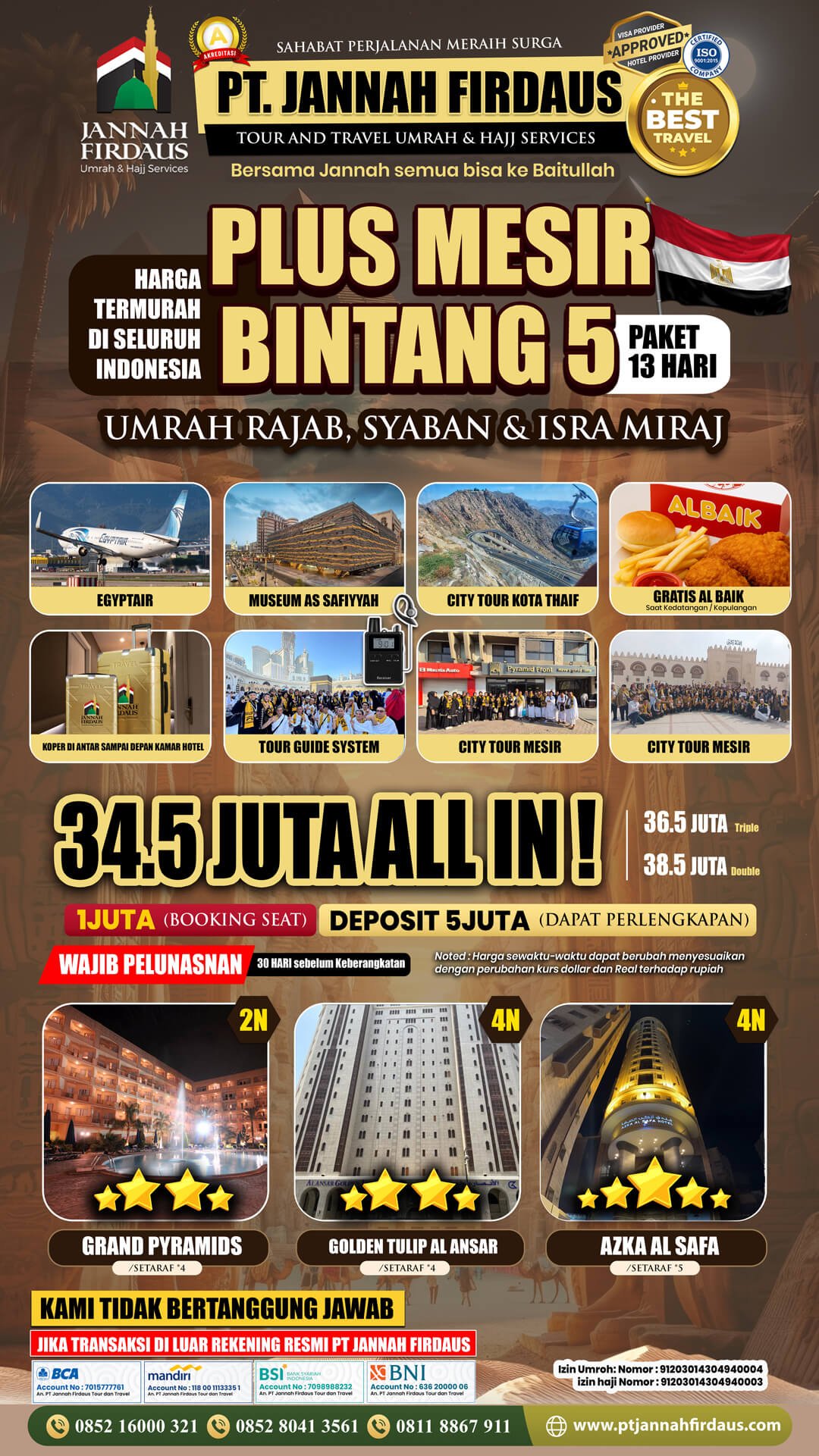 umroh plus mesir 2026 pt jannah firdaus tour travel