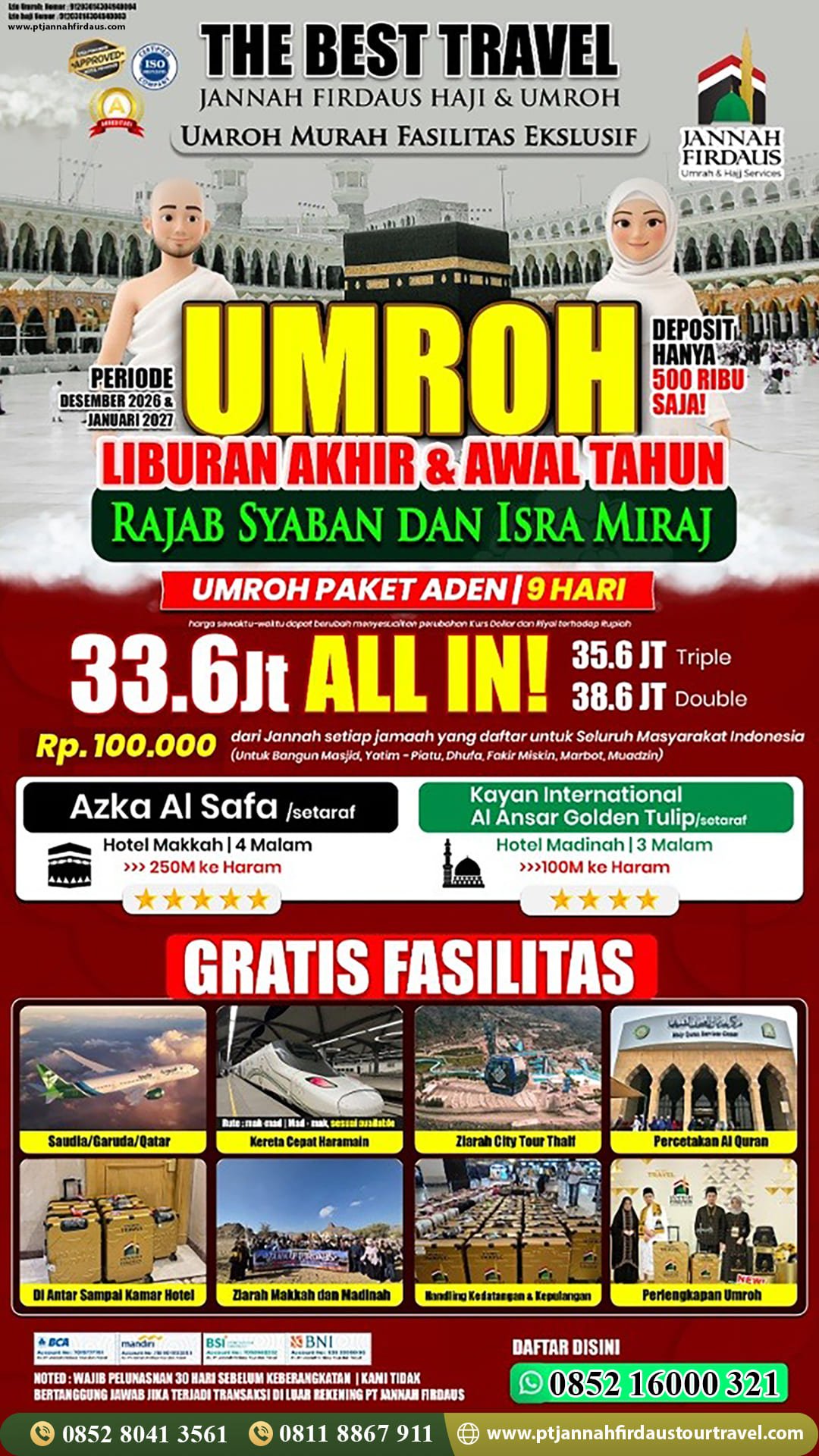 umroh akhir tahun 2026 umroh awal tahun 2027 aden pt jannah firdaus tour travel