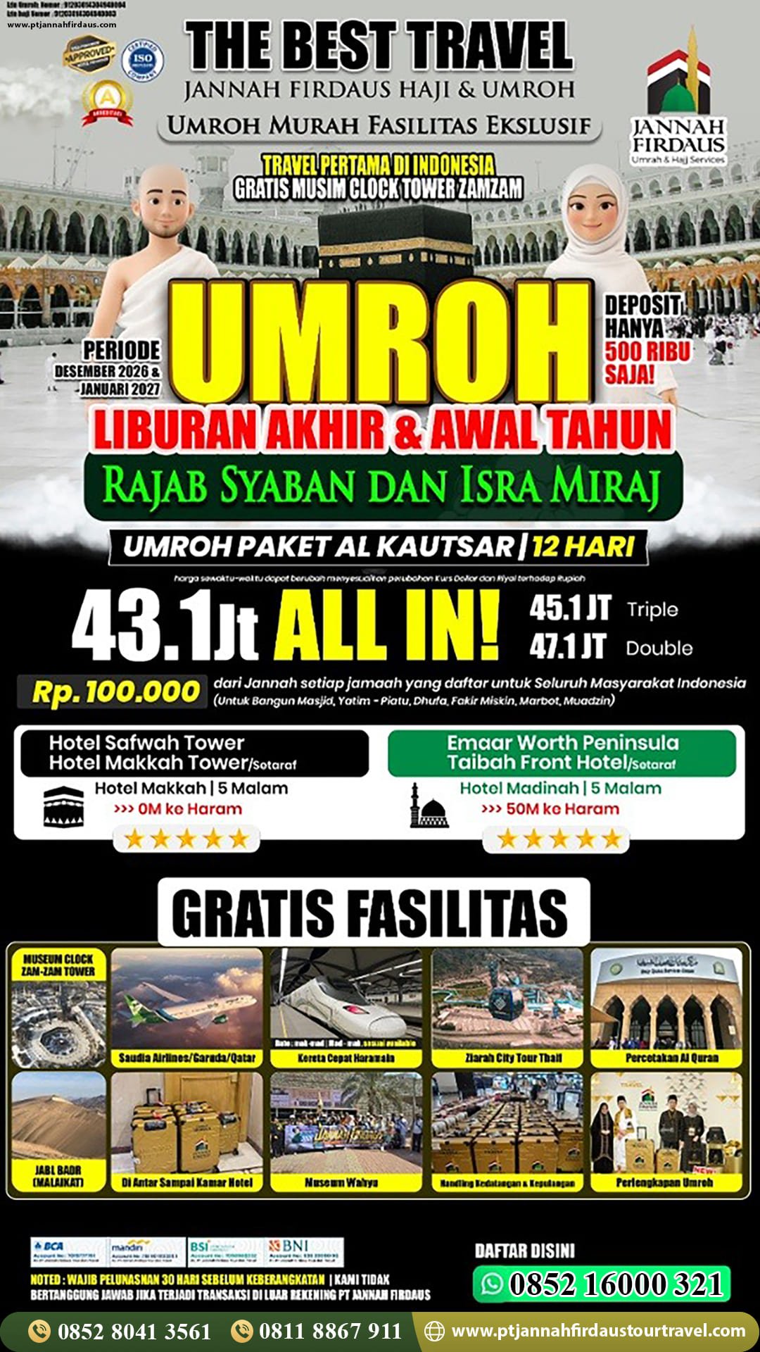 umroh akhir tahun 2026 umroh awal tahun 2027 alkautsar pt jannah firdaus tour travel