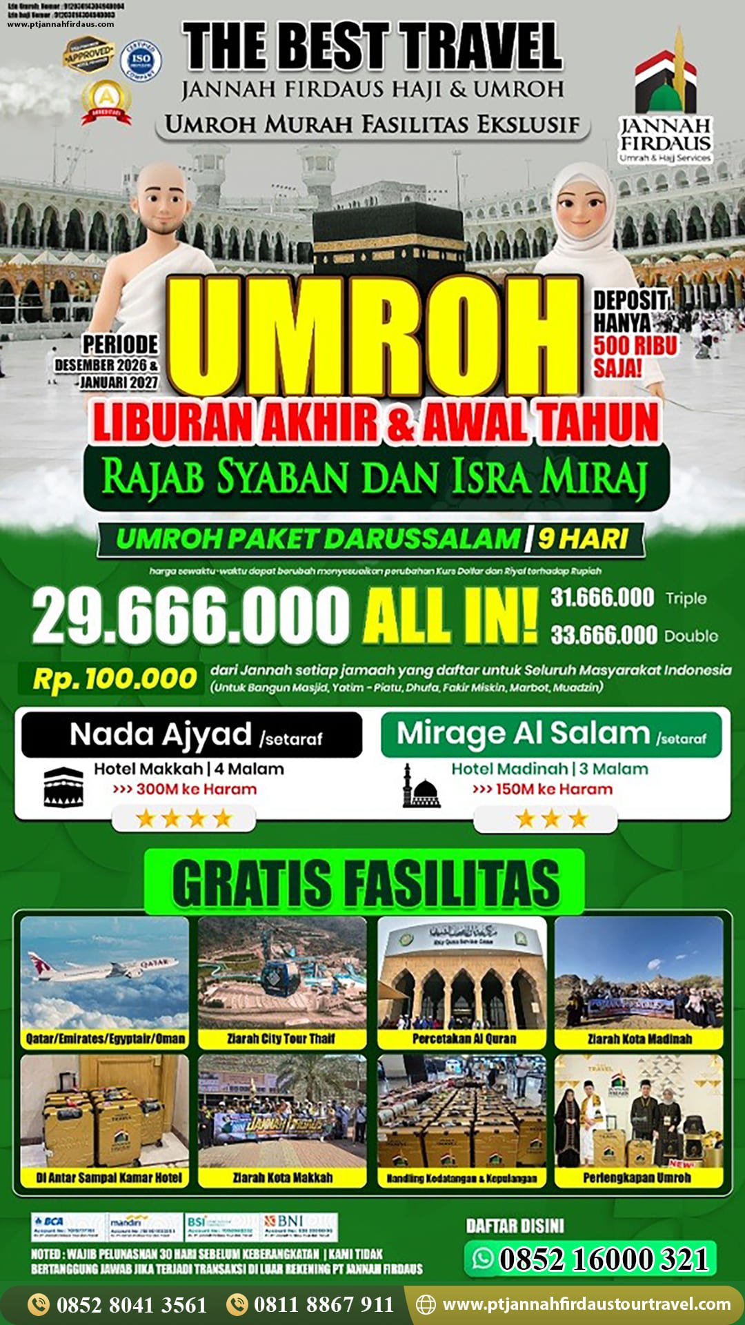 umroh akhir tahun 2026 umroh awal tahun 2027 darussalam pt jannah firdaus tour travel