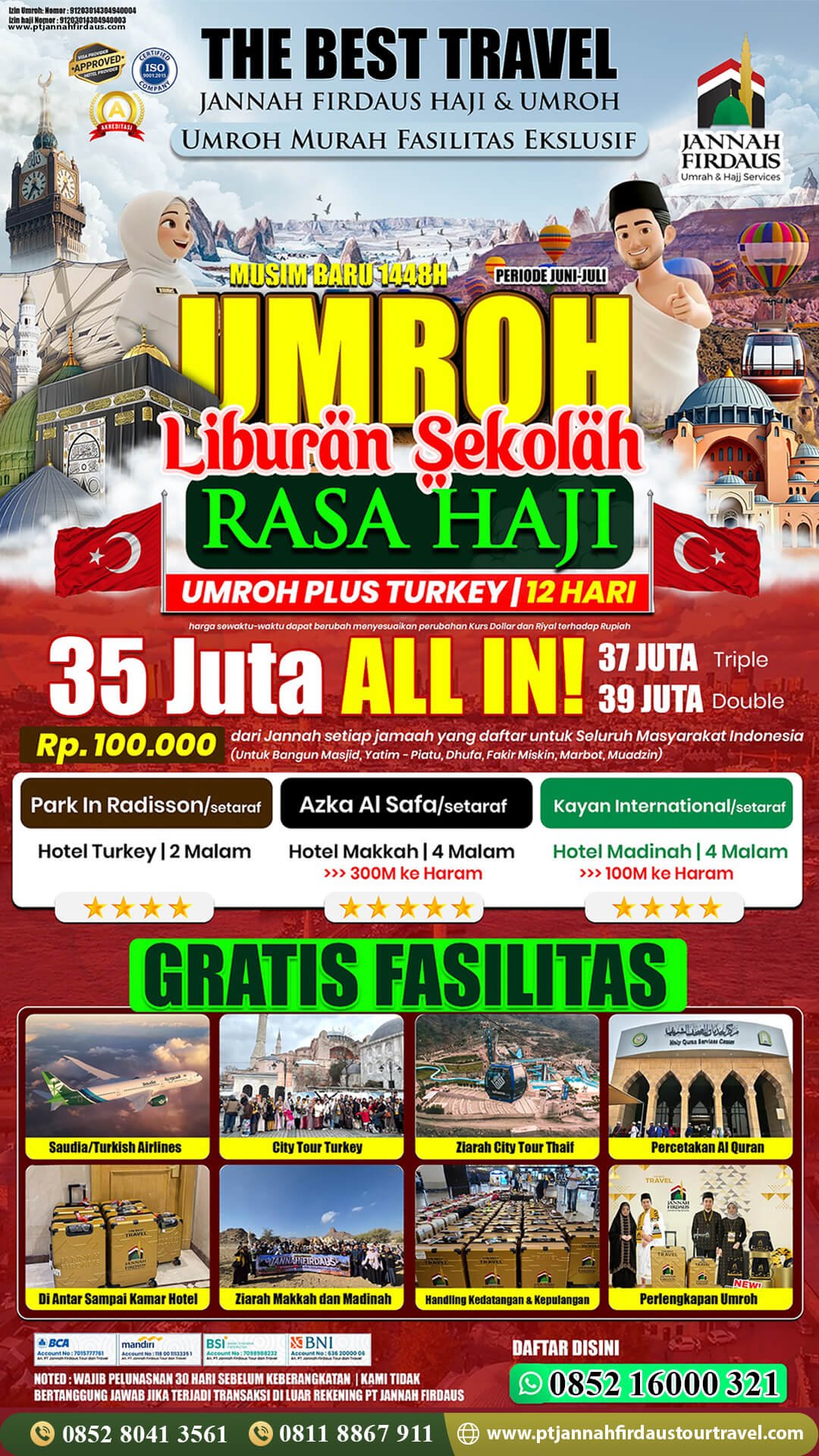umroh plus turki 2026 pt jannah firdaus tour travel