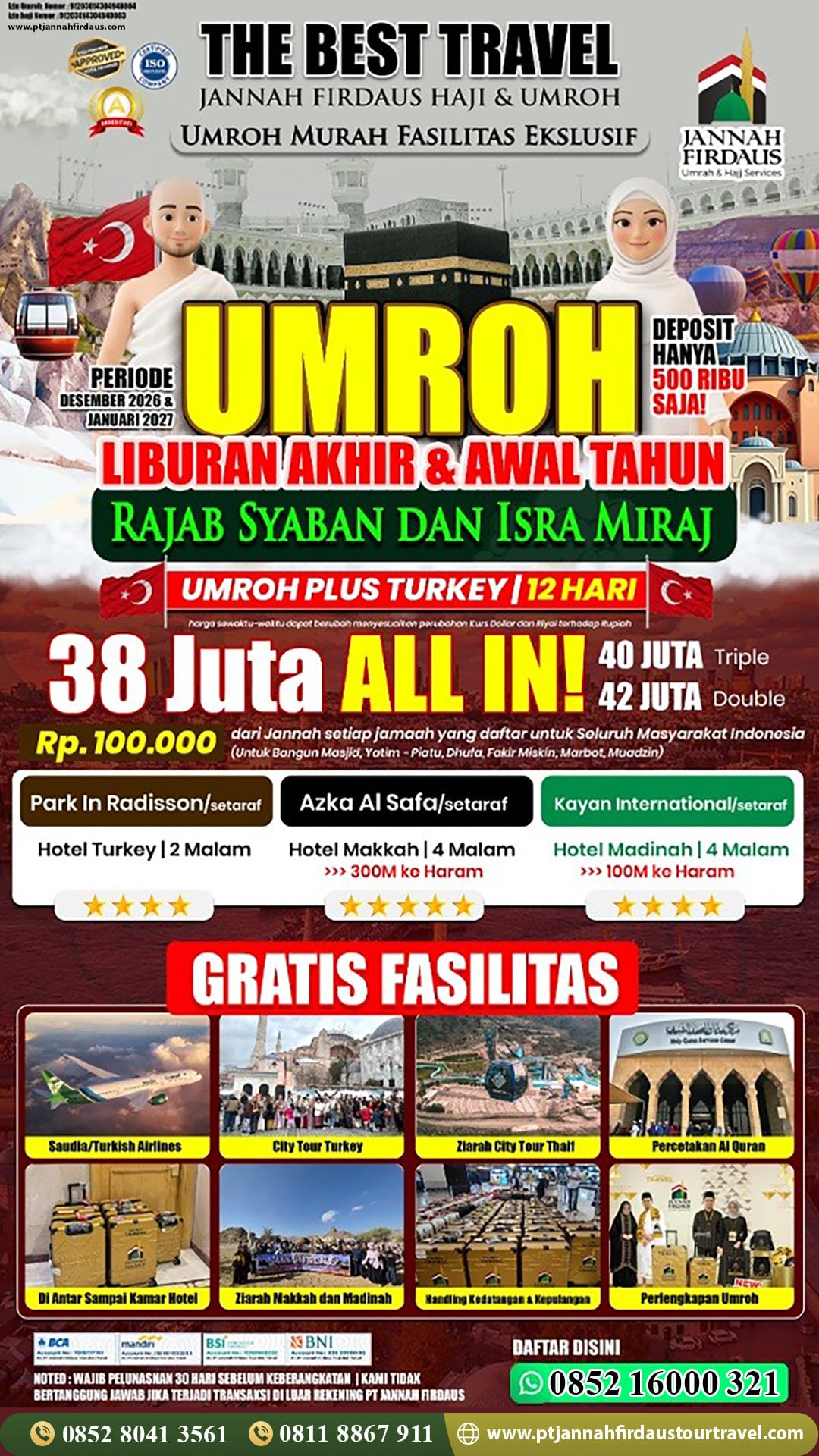 umroh plus turki akhir tahun 2026 awal tahun 2027 pt jannah firdaus tour travel